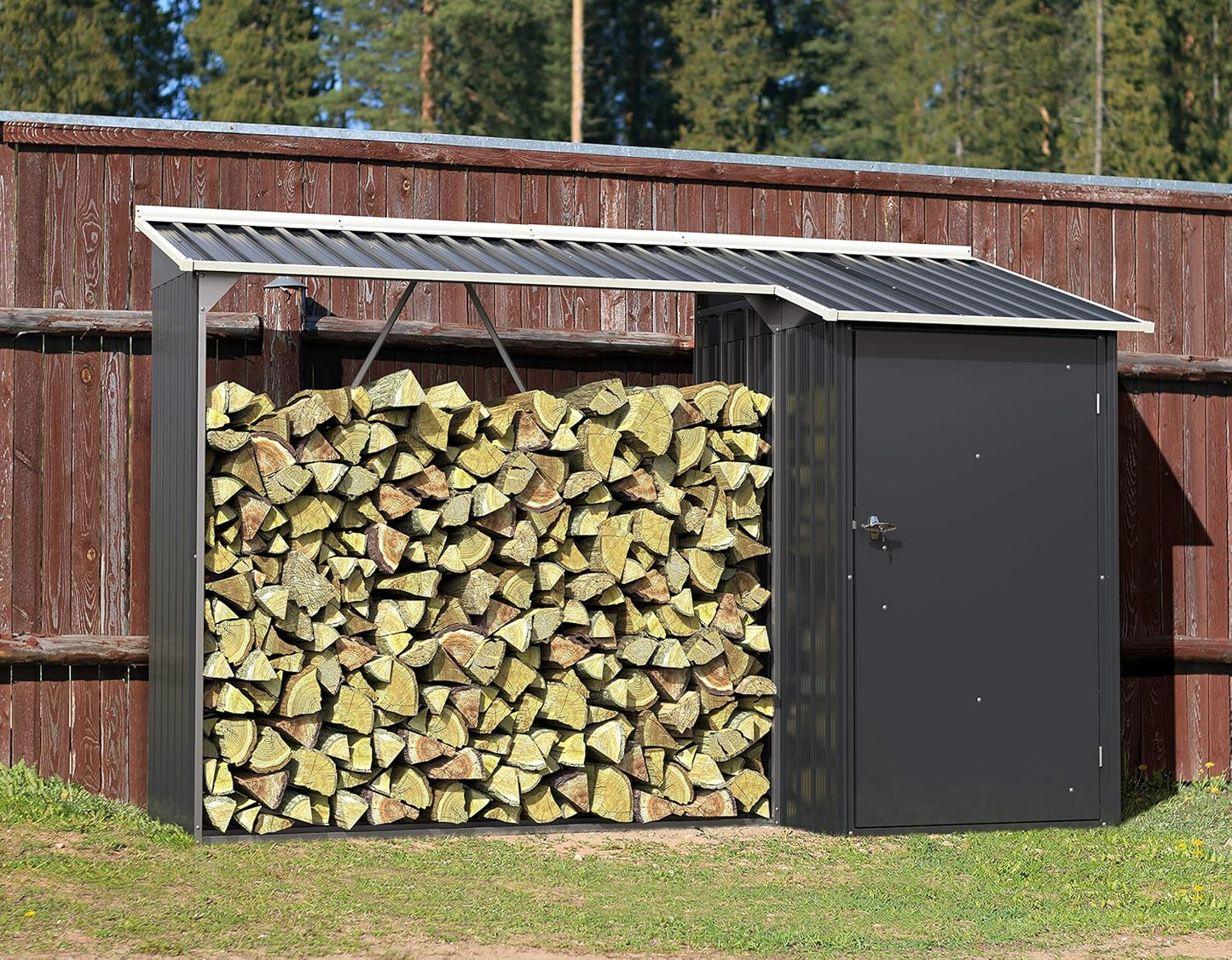 Duramax - Leñero Exterior Y Cobertizo -  - Metal - Gris Antracita -_2