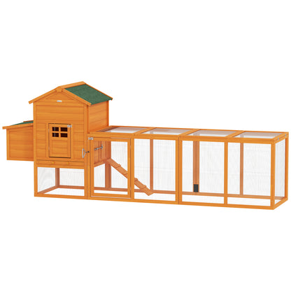 Pawhut Gallinero De Madera 297,5x68x118 Cm Para 3-6 Gallinas Con Techo Asfáltico_0