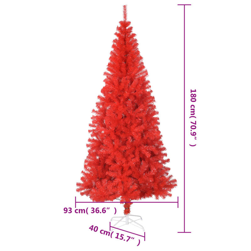 Vidaxl Árbol De Navidad Artificial Con Soporte Pvc Rojo 180 Cm_5