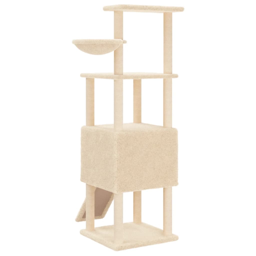 Rascador Para Gatos Con Postes De Sisal Crema 153 Cm_5