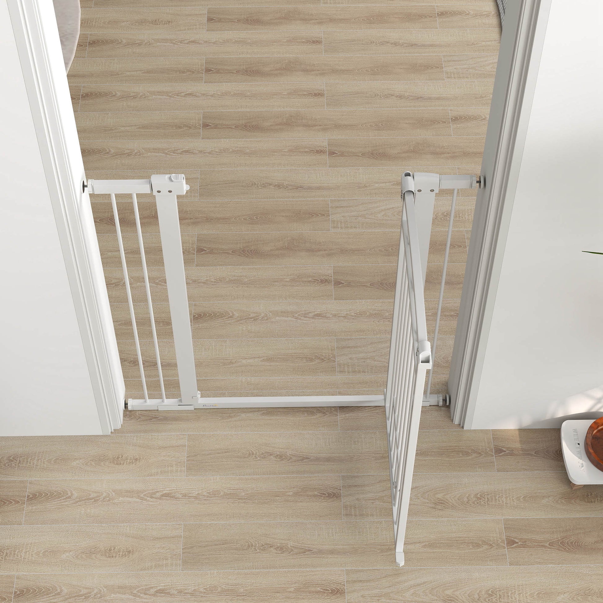 Pawhut Barrera De Seguridad Para Perros Con Ancho Ajustable 76-104 Cm Blanco_3