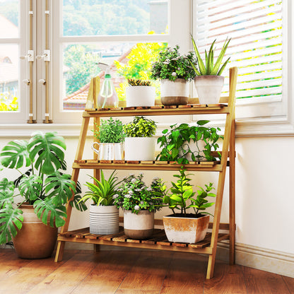 Outsunny Soporte Para Plantas De Madera De 3 Niveles 80x37x93 Cm Natural_1
