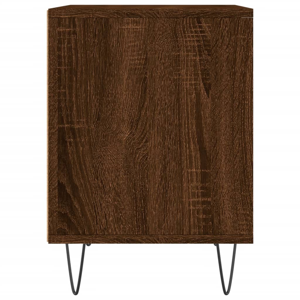 Mesita De Noche Madera De Ingeniería Marrón Roble 40x35x50 Cm_3