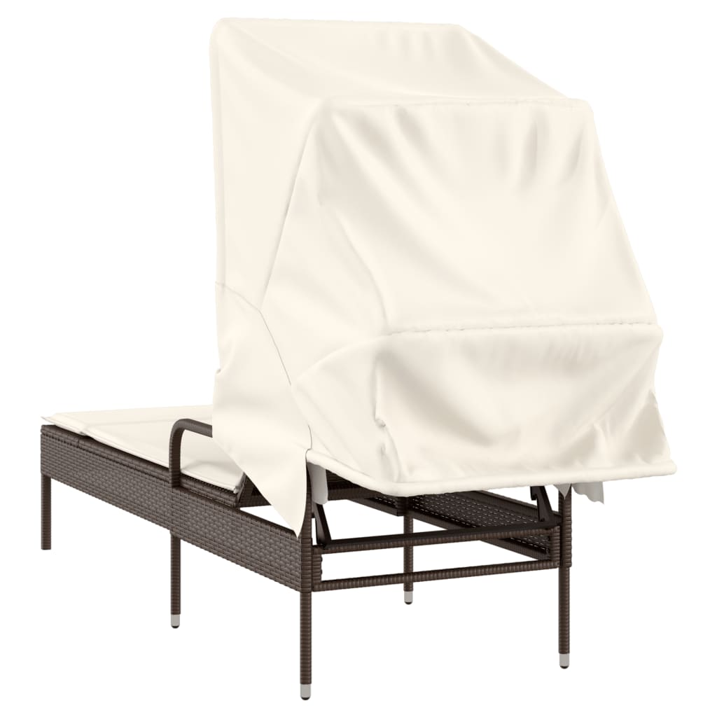 Tumbona Con Capota Ratán Sintético Marrón / Vetonek_1
