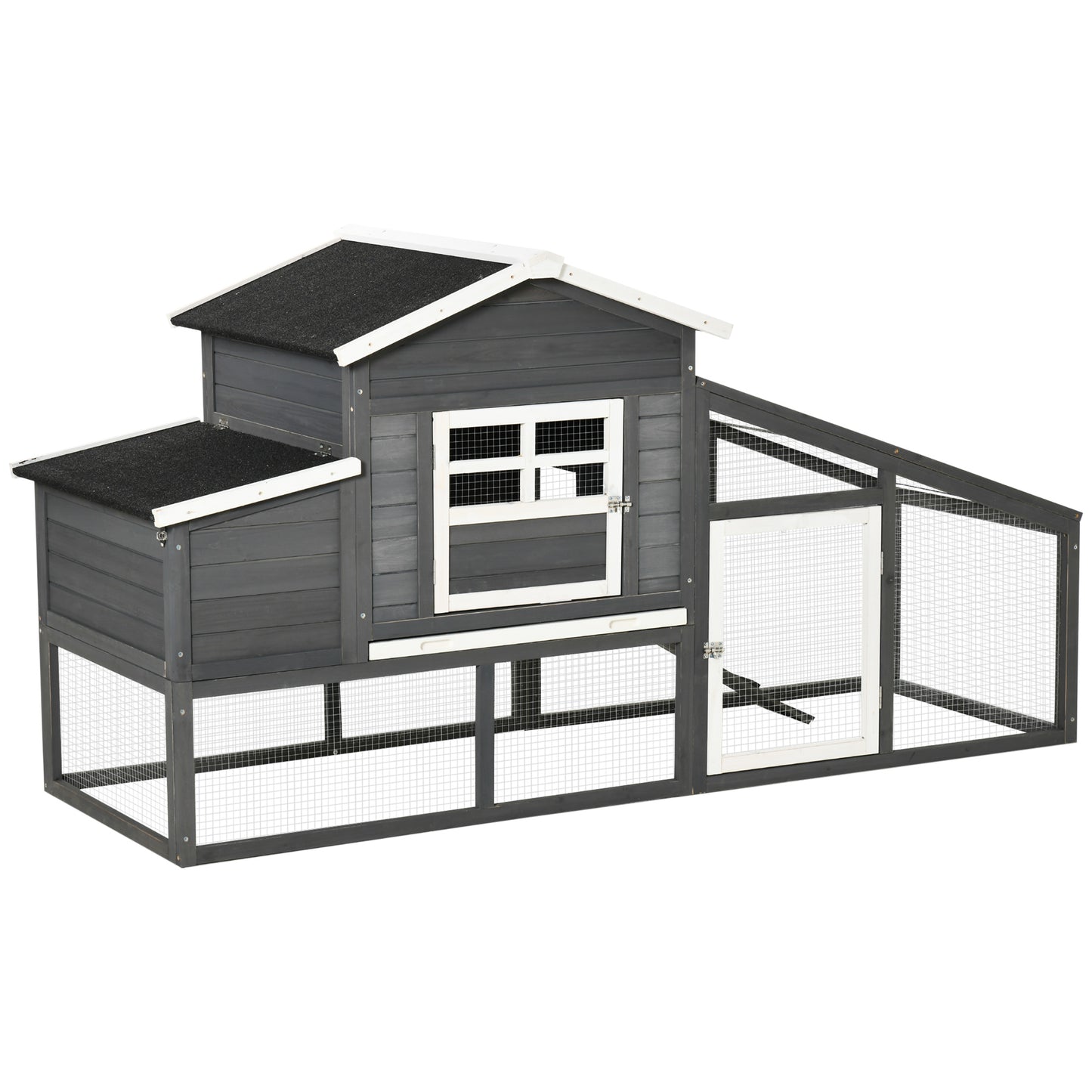 Pawhut Gallinero Madera Exterior Con Corral De Alambre Techos Asfálticos Gris_0
