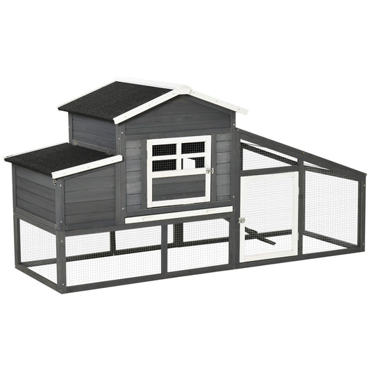 Pawhut Gallinero Madera Exterior Con Corral De Alambre Techos Asfálticos Gris_0