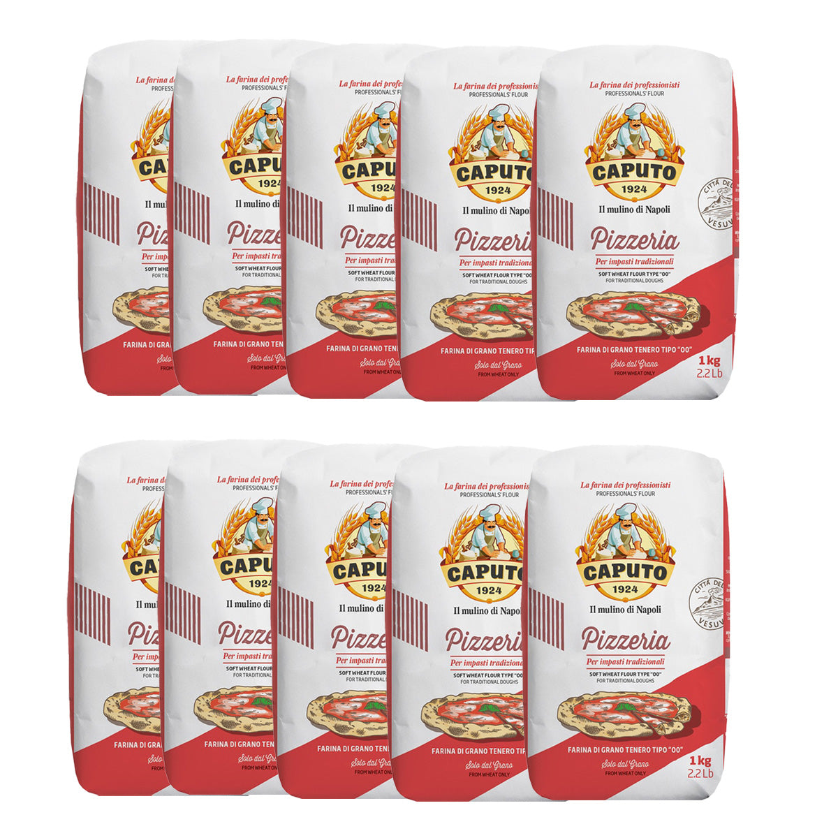 Pack 10 uds Harina Pizzería tipo 00 Caputo 1kg