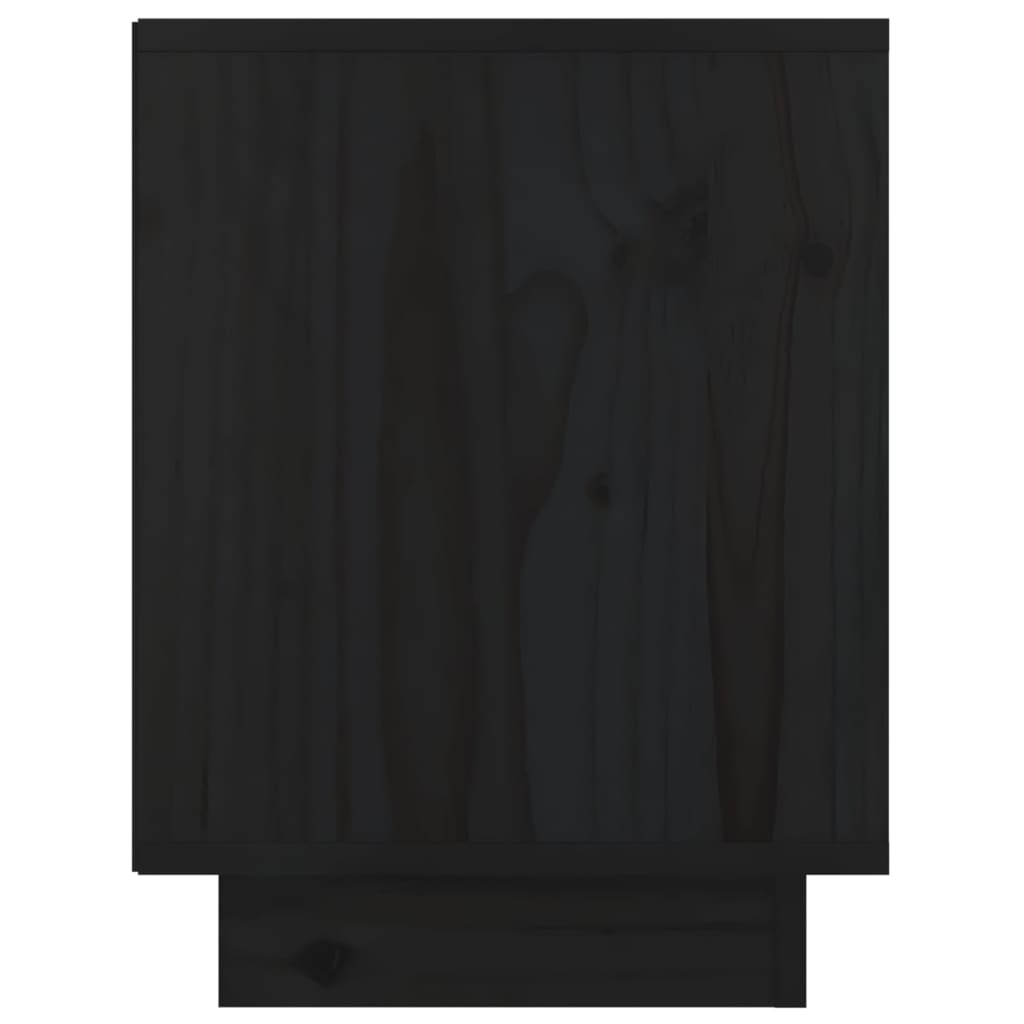 Mesita De Noche De Madera Maciza De Pino Negro 40x30x40 Cm_3