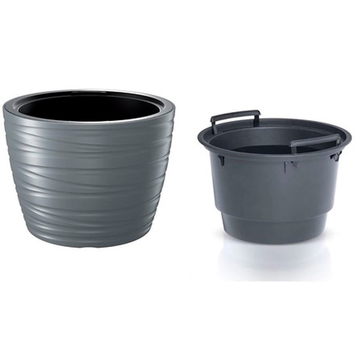 Maceta Baja Con Deposito 22l Maze De Plastico En Color Gris Grafito 37,5 (largo) X 37,5 (ancho) X 27,9 (alto) Cm_1