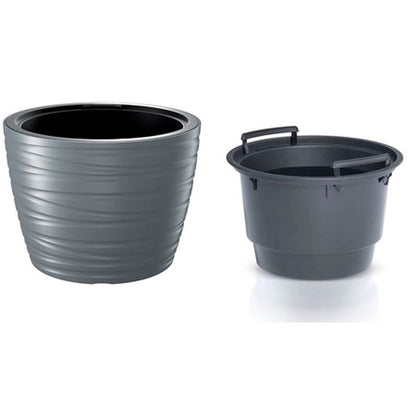 Maceta Baja Con Deposito 22l Maze De Plastico En Color Gris Grafito 37,5 (largo) X 37,5 (ancho) X 27,9 (alto) Cm_1