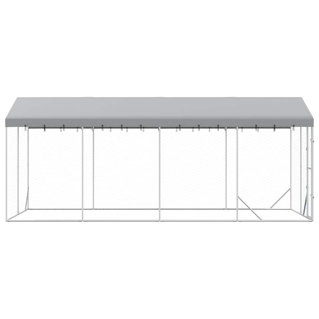Perrera De Exterior Con Toldo Acero Galvanizado Plata 3x6x2,5 M_4