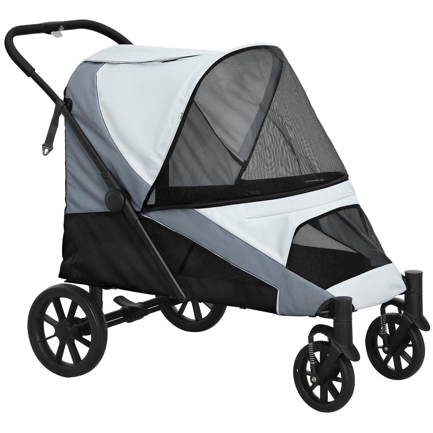 Pawhut Cochecito Para Perros Plegable Con Marco Amortiguador 124x67x100 Cm Gris_0