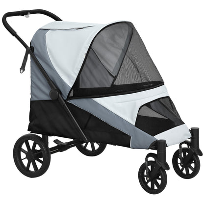 Pawhut Cochecito Para Perros Plegable Con Marco Amortiguador 124x67x100 Cm Gris_0