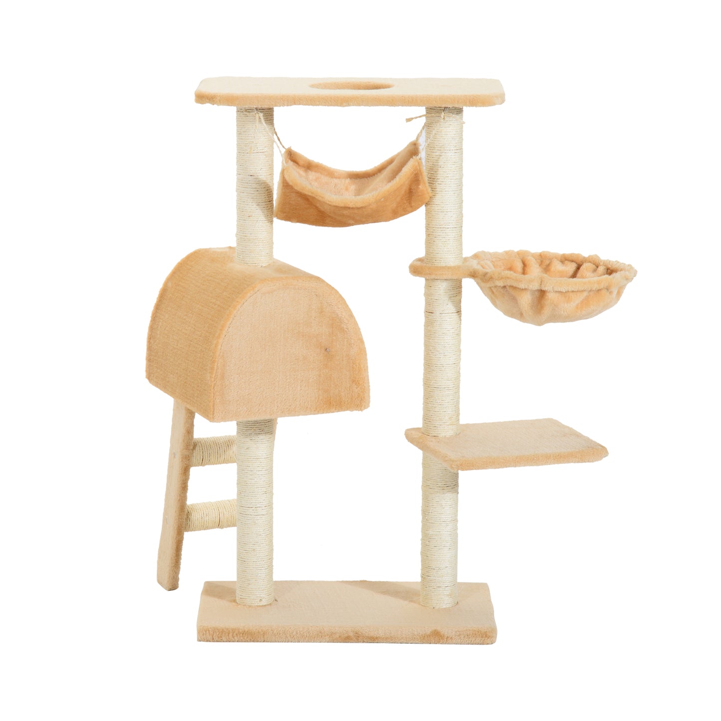 Pawhut Árbol Para Gatos Rascador 55x30x100cm Con Poste Cesta Hamaca Plataforma_3