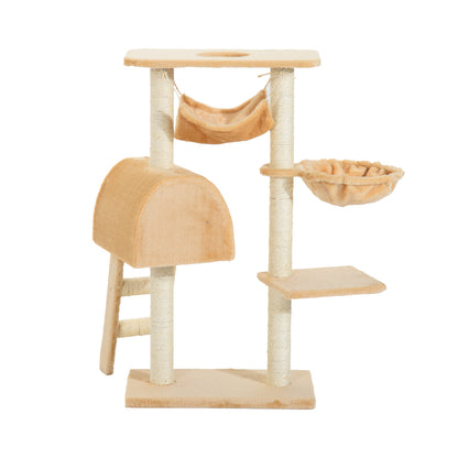 Pawhut Árbol Para Gatos Rascador 55x30x100cm Con Poste Cesta Hamaca Plataforma_3