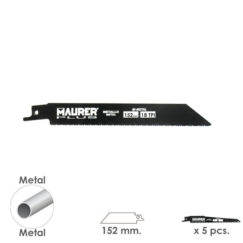 Hoja Para Sierra Sable Metal 152 Mm. - 18 Tpi Tipo Bosch (5 Piezas)_0