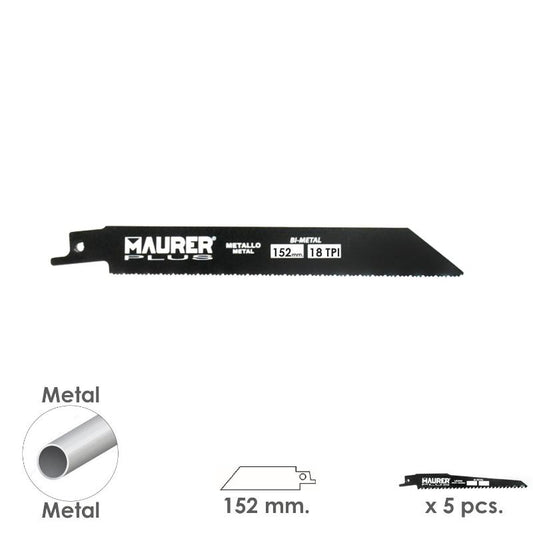Hoja Para Sierra Sable Metal 152 Mm. - 18 Tpi Tipo Bosch (5 Piezas)_0