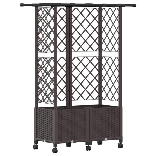 Cama Elevada Con Trellis Y Techo Marrón 124 X 40 X 142 Cm Pp_0