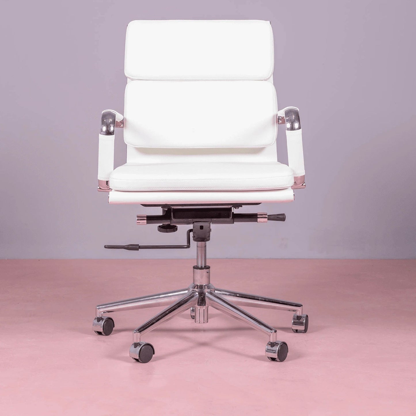 Silla De Escritorio Con Ruedas Y Respaldo Acolchado En Polipiel - Alu S_3