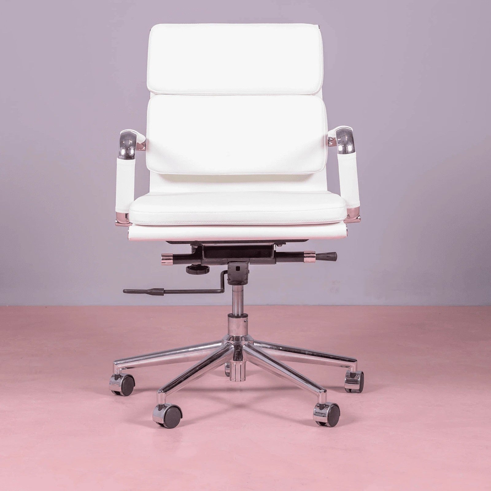 Silla De Escritorio Con Ruedas Y Respaldo Acolchado En Polipiel - Alu S_3