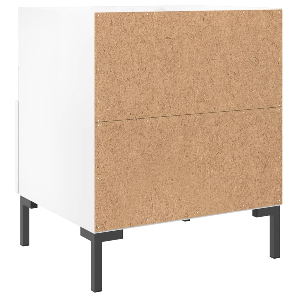 Mesita De Noche Madera De Ingeniería Blanco Brillo 40x35x47,5cm_4