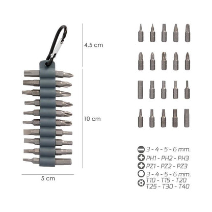 Juego De 20 Puntas Con Mosqueton Para Cinturon. Acero Cromo Vanadio._1