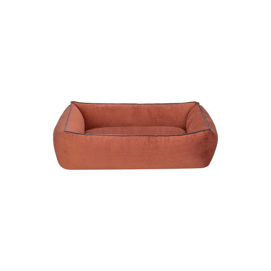 Cama Rectangular De Pana Para Perro Modelo Wuapu Alins 105x85cm Color Canela Con Detalle Gris_0