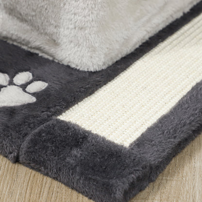 Pawhut Árbol Rascador Para Gatos 85 Cm Con Plataformas Cueva Gris Claro Y Negro_3