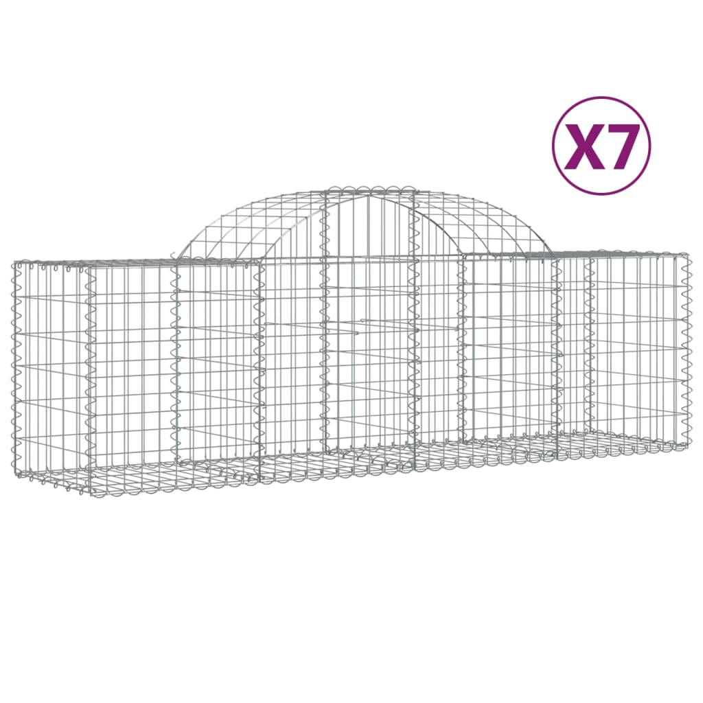 Cestas De Gaviones 7 Uds Forma De Arco Hierro 200x50x60/80 Cm_0