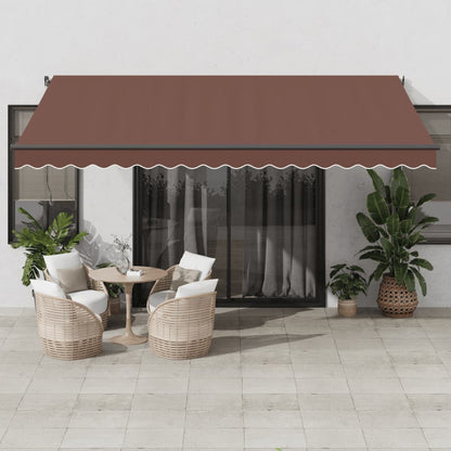 Toldo Retráctil Manual Con Luces Led Marrón 450x350 Cm_1