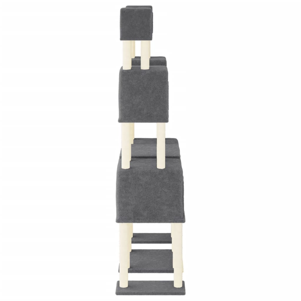 Rascador Para Gatos Con Postes De Sisal Gris Oscuro 199 Cm_3