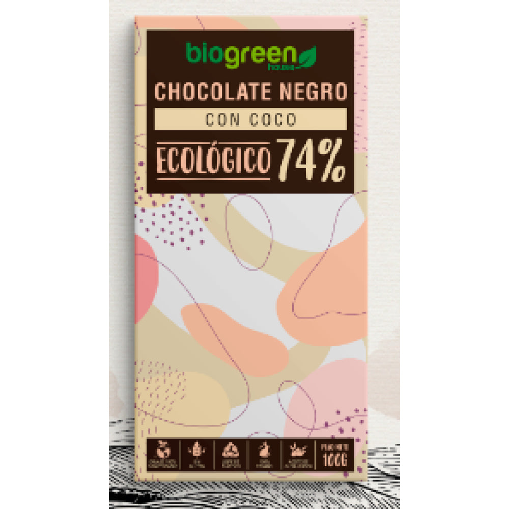 Tableta Chocolate Negro 74% Ecológico 100 Gr Coco_0