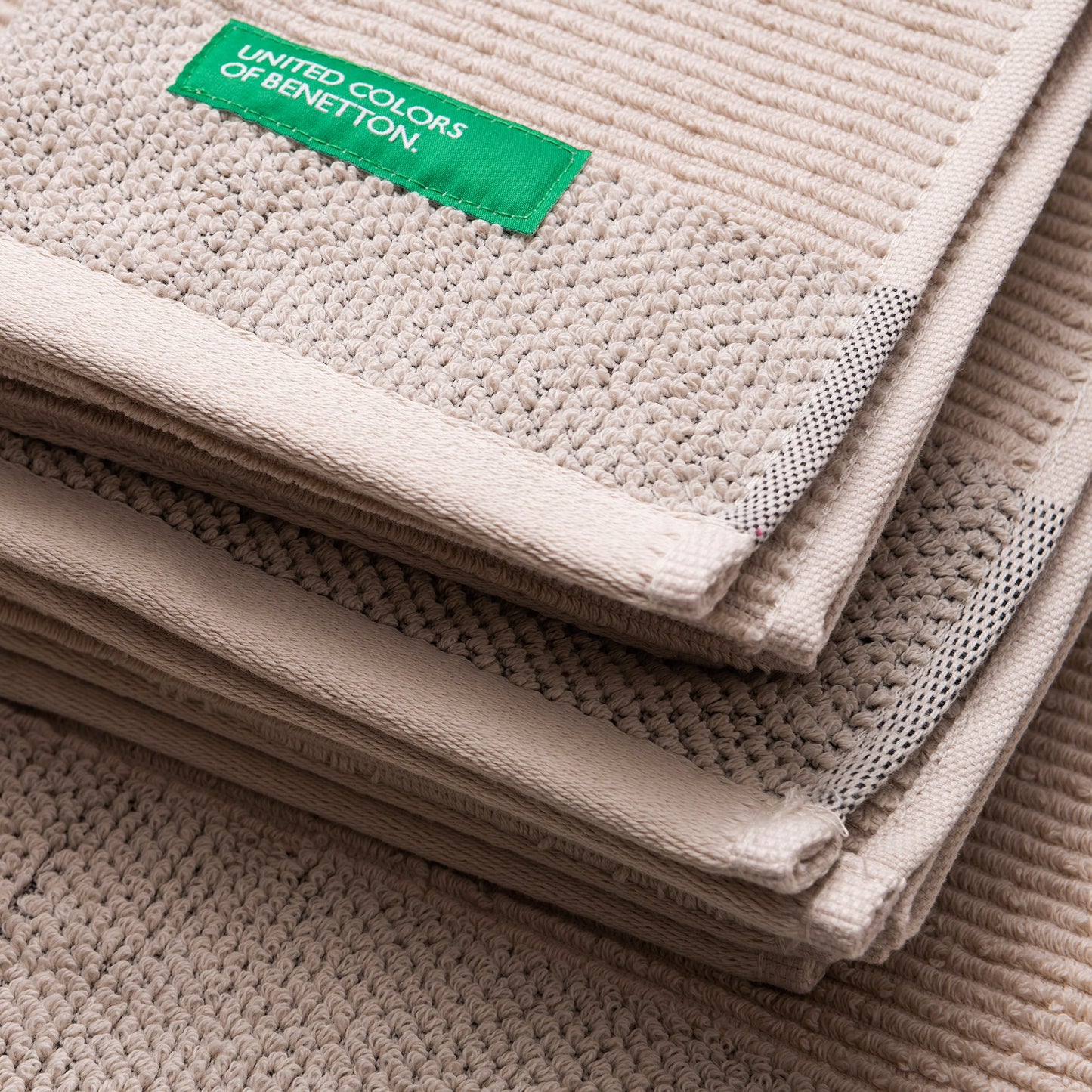 Set 3pcs Toallas De Baño (30x50+50x90+70x140cm) 450 Gsm 100%algodon Beige Casa Benetton_5