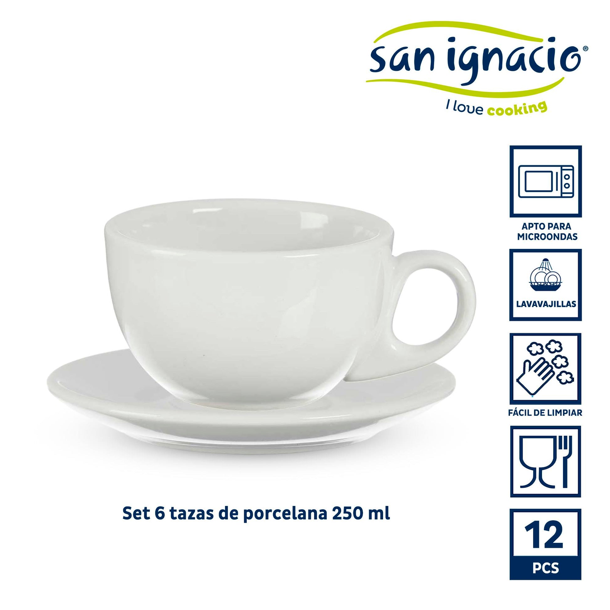 Set 6 Tazas Cafe Porcelana Blanca Con Pl Colección Vessia_1