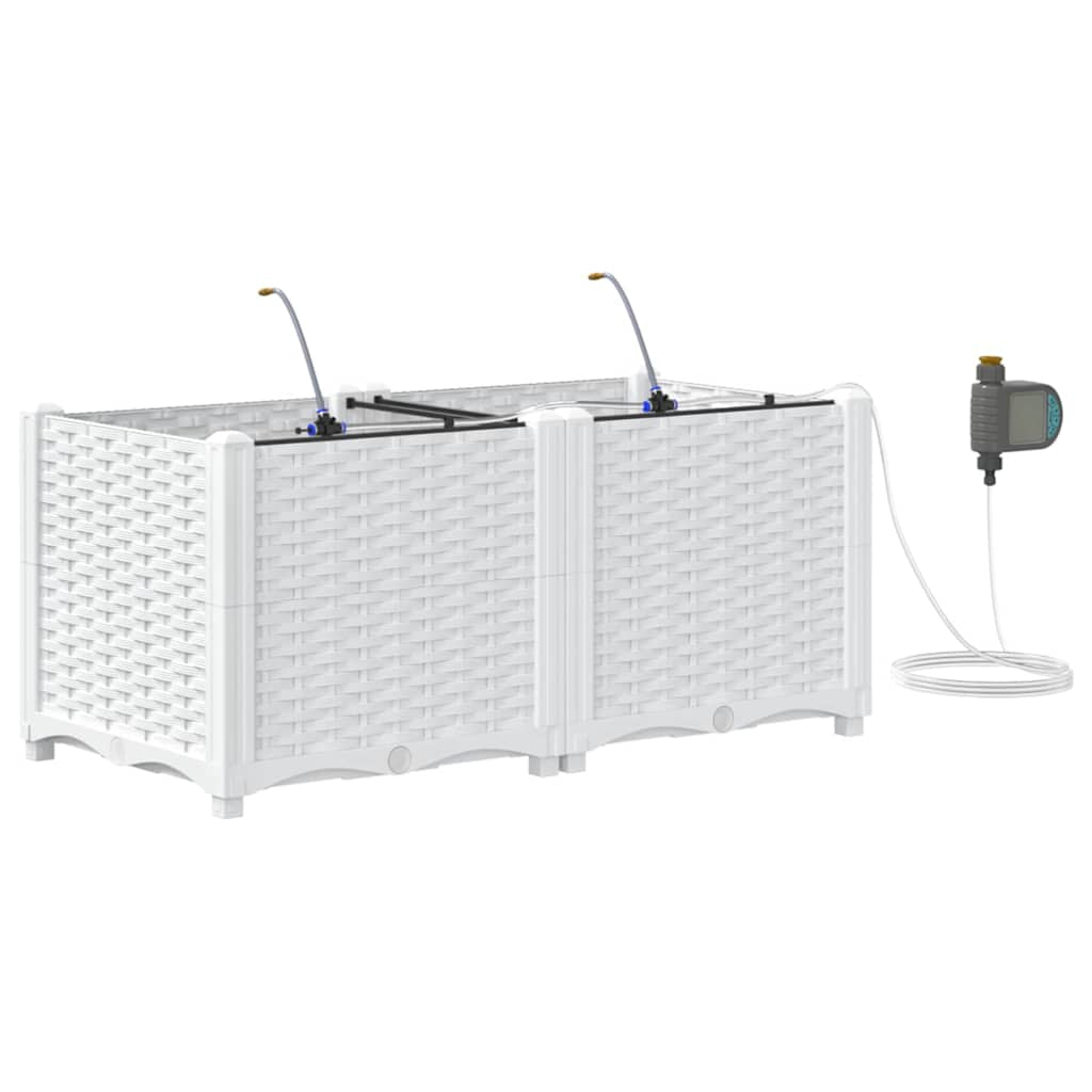 Vidaxl Jardineras Blanco 80 X 40 X 37.5 Cm Acero_0