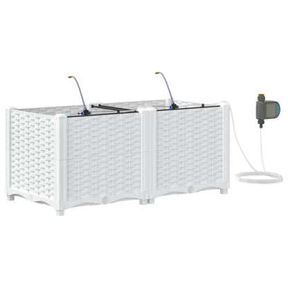 Vidaxl Jardineras Blanco 80 X 40 X 37.5 Cm Acero_0
