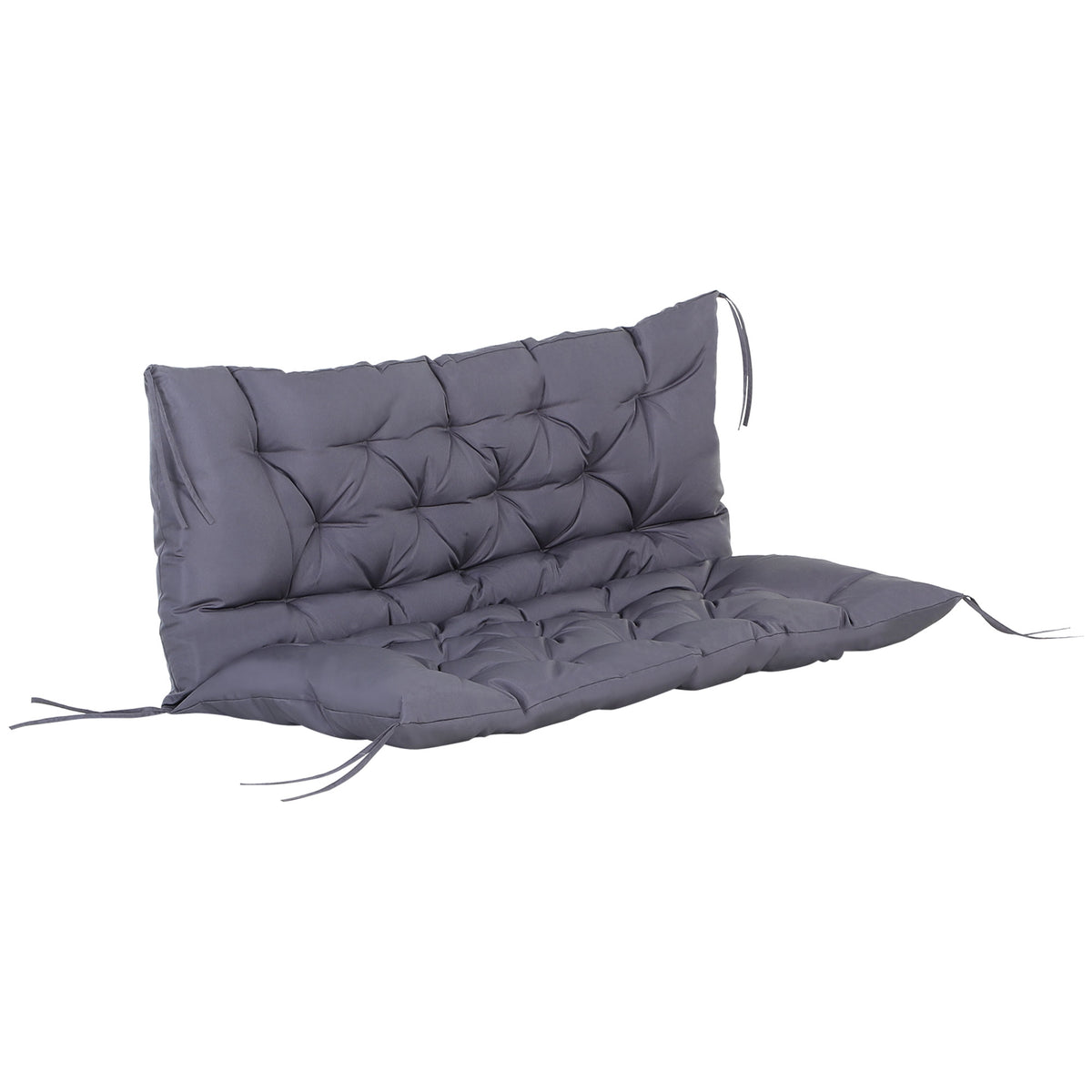 Cojín Para Banco Outsunny Poliéster, Algodón Gris Oscuro 120x110x12 Cm_0