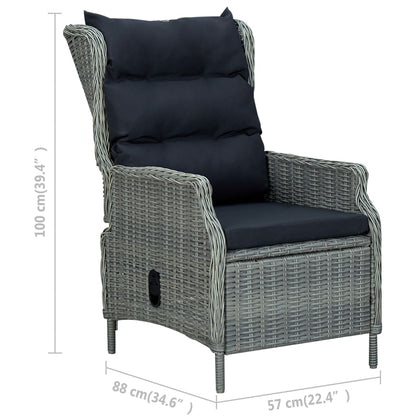 Vidaxl Sillón Reclinable De Jardín Con Reposapiés Ratán Pe Gris Claro_2