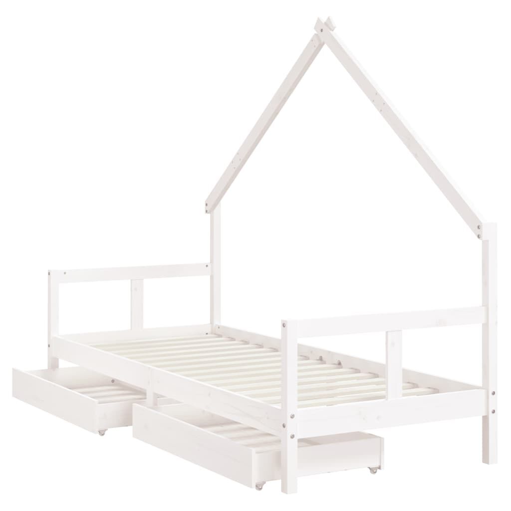 Vidaxl Estructura Cama Niños Con Cajones Madera Pino Blanco 80x200 Cm_3
