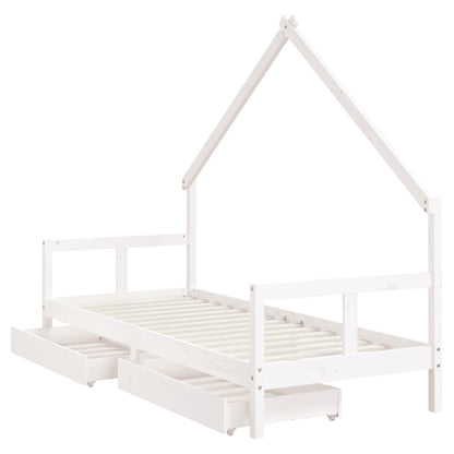 Vidaxl Estructura Cama Niños Con Cajones Madera Pino Blanco 80x200 Cm_3