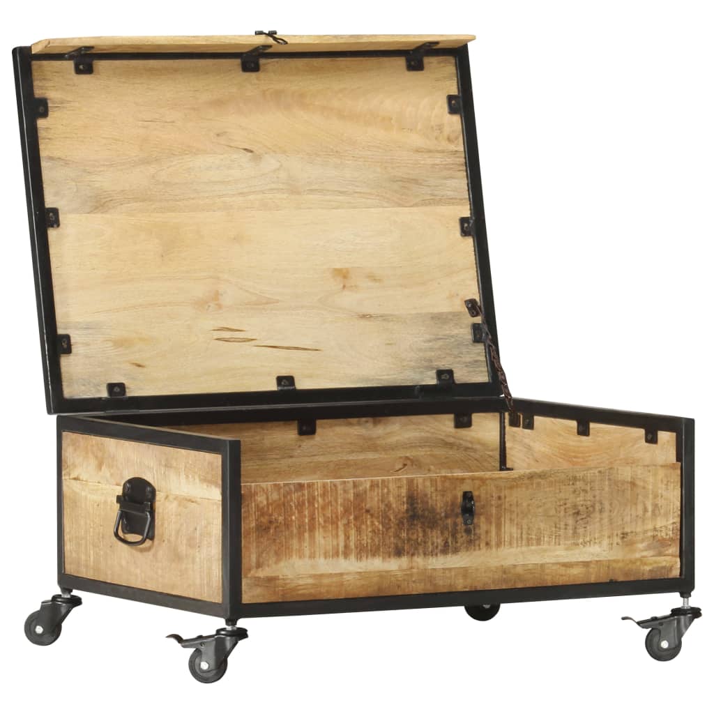 Mesa De Centro De Madera Maciza De Mango 70x50x33 Cm_2