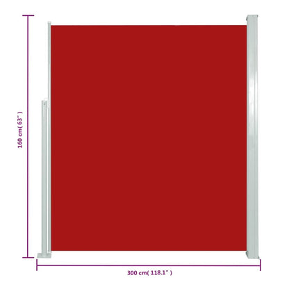 Vidaxl Toldo Lateral Retráctil De Jardín Rojo 160x300 Cm_2
