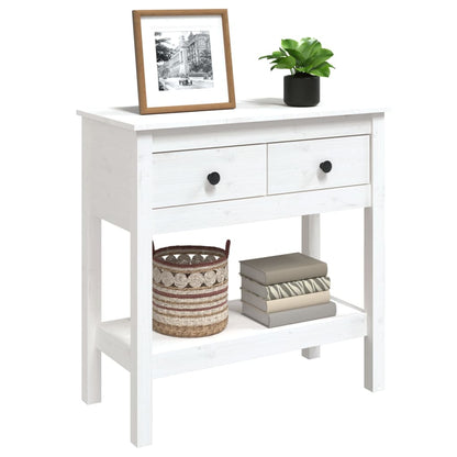 Mesa Consola De Madera Maciza De Pino Blanco 75x35x75 Cm_2