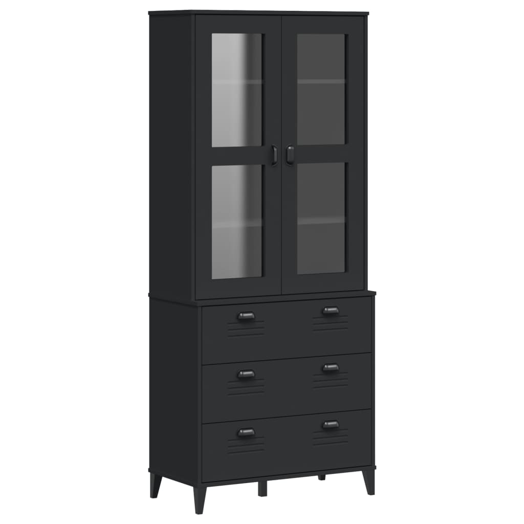 Aparador Alto Viken Madera Maciza De Pino Negro 80x40x190 Cm / Vetonek_0