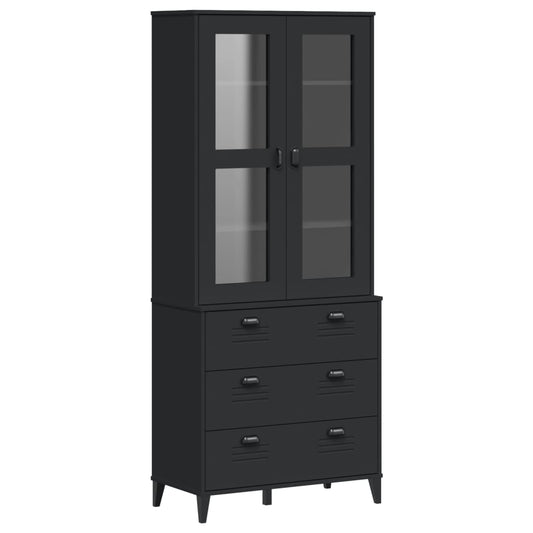 Aparador Alto Viken Madera Maciza De Pino Negro 80x40x190 Cm / Vetonek_0