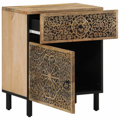 Mesita De Noche Madera Maciza De Mango 50x33x60 Cm_2