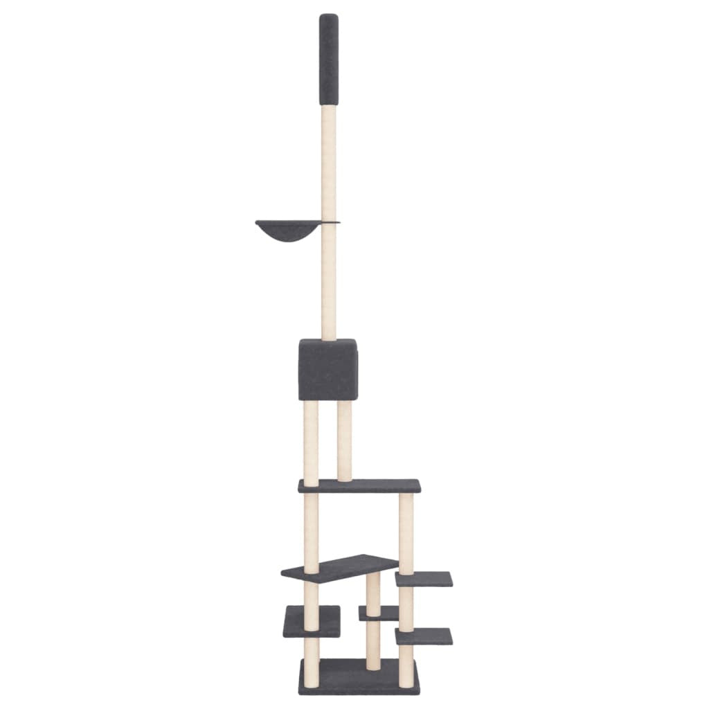 Vidaxl Árbol Rascador Gatos Suelo A Techo Gris Oscuro 268,5-294,5 Cm_3