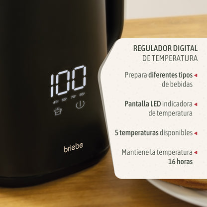 Briebe I-black Hervidor Agua Eléctrico 1,7lregulador De Temperatura Digital 45°c A 100°c, Libre Bpa,base 360°,kt1175blk_2