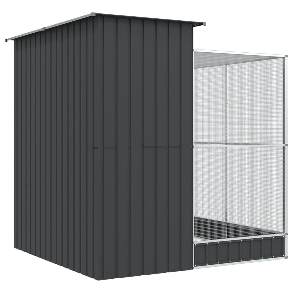 Vidaxl Pajarera Con Extensión De Acero, Color Plateado, 209 X 203 X 216 Cm_4