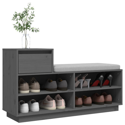 Mueble Zapatero De Madera Maciza De Pino Gris 110x34x61 Cm / Vetonek_0